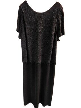 VTG 90s Whimsigoth Beaded Deep V Back Dress 24W